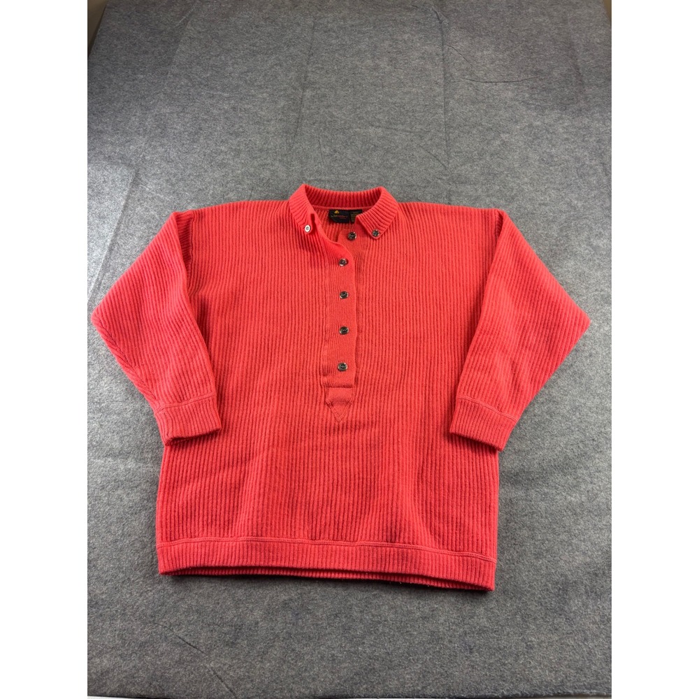 VTG Lizsport Womens Petite PS Ribbed‎ Lambswool Blend Button Polo Collar Sweater